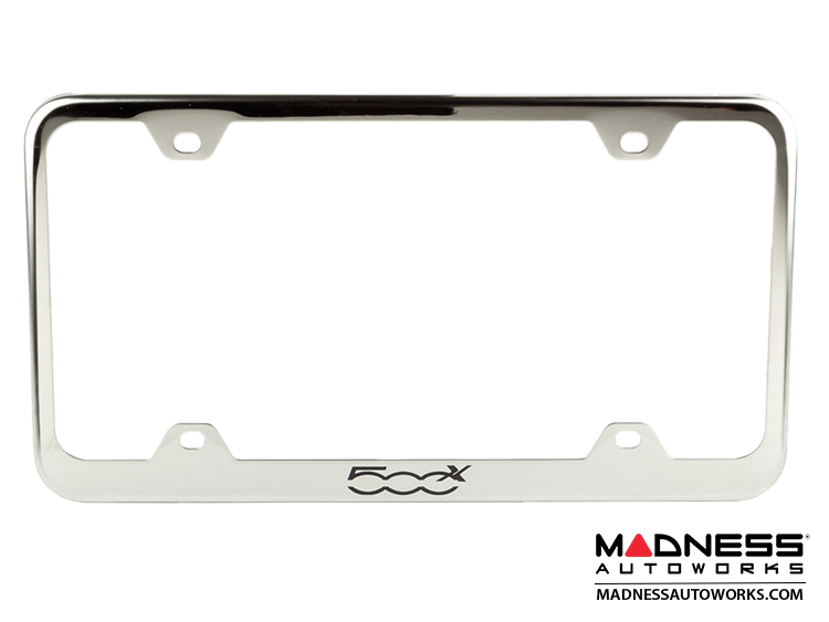 FIAT 500X License Plate Frame (Wideplate) - Stainless Steel w/ 500X Logo